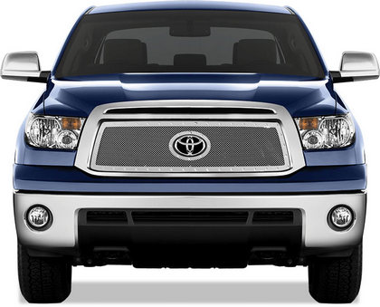 10-13 Toyota Tundra Restyling Ideas Grille with Chrome Rivets - Perimeter Woven Mesh, Chrome Stainless Steel, Top