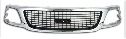 99-99 Ford Expedition Restyling Ideas Grille with Dark Gray Insert - Chrome Frame