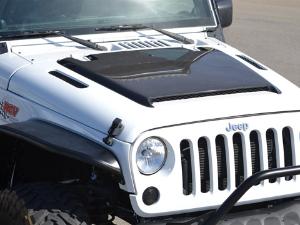 07-12 Jeep Wrangler RK Sport Scoop Hood (Fiberglass with Carbon Blister)