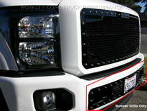 11-16 Ford F150 Royalty Core Bumper Grille - with License Plate Housing, Gloss Black Frame & Satin Black