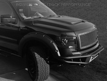 13-14 Ford F150 Royalty Core RCR Race Line Grille - Stain Black Frame, 12.0 Sport Mesh