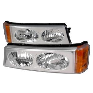 03-06 Chevrolet AVALANCHE BUMPER LIGHTS CHROME, 03-06 Chevrolet SILVERADO BUMPER LIGHTS CHROME Spec D Bumper Lights (Chrome Housing with Black Lens)