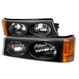 03-06 Chevrolet SILVERADO BUMPER LIGHTS BLACK, 03-06 Chevrolet AVALANCHE BUMPER LIGHTS BLACK Spec D Bumper Lights (Black Housing with Black Lens)