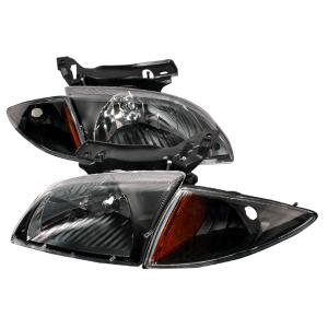 00-02 Chevrolet CAVALIER CRYSTAL HOUSING HEADLIGHTS BLACK Spec D Crystal Euro Headlights (Black)