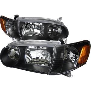 01-02 TOYOTA COROLLA 1PC EURO HEADLIGHTS BLACK HOUSING Spec D Euro One-Piece Headlight (Black)