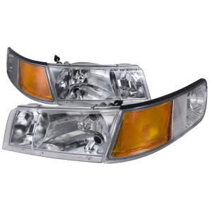 98-02 MERCURY GRAND MARQUIS EURO HEADLIGHTS CHROME HOUSING WITH CORNER LIGHTS Spec D Headlights + Corner Lights - Euro, Chrome Color