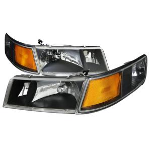 98-02 MERCURY GRAND MARQUIS EURO HEADLIGHTS BLACK HOUSING WITH CORNER LIGHTS Spec D Headlights + Corner Lights - Euro, Black Color