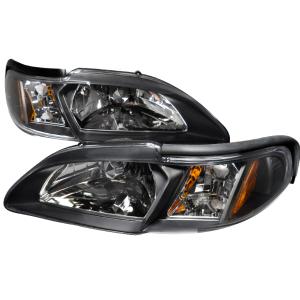 94-98 FORD MUSTANG CRYSTAL HOUSING HEADLIGHTS BLACK Spec D Crystal Euro Headlights (Black)