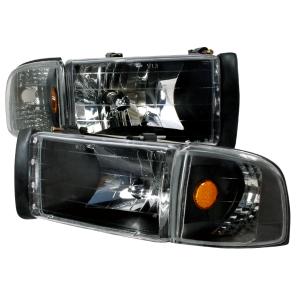 94-01 DODGE RAM CRYSTAL HOUSING HEADLIGHTS BLACK Spec D Crystal Euro Headlights (Black)