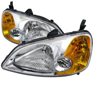 01-03 HONDA CIVIC CRYSTAL HOUSING HEADLIGHTS CHROME Spec D Headlights - Jdm, Chrome Color