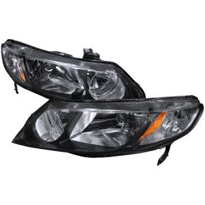 06-11 HONDA CIVIC BLACK HOUSING EURO HEADLIGHT SEDAN Spec D Euro Headlights (Black)