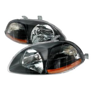 96-98 HONDA CIVIC CRYSTAL HOUSING HEADLIGHTS BLACK Spec D Crystal Euro Headlights (Black)