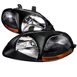 96-98 HONDA CIVIC CRYSTAL HOUSING HEADLIGHTS BLACK Spec D Crystal Euro Headlights (Black)