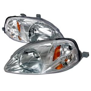 99-00 HONDA CIVIC CRYSTAL HOUSING HEADLIGHTS CHROME Spec D Crystal Euro Headlights (Chrome)