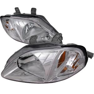 99-00 HONDA CIVIC CRYSTAL HOUSING HEADLIGHTS CHROME Spec D Crystal Euro Headlights (Chrome)