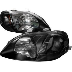 99-00 HONDA CIVIC CRYSTAL HOUSING HEADLIGHTS BLACK Spec D Crystal Euro Headlights (Black)