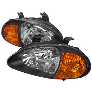 93-97 HONDA DEL SOL EURO HEADLIGHTS BLACK HOUSING Spec D Headlights - Euro, Black Color