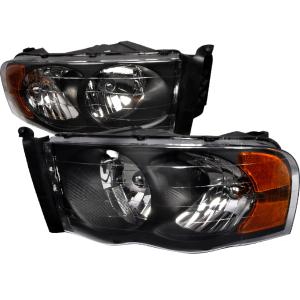 02-05 DODGE RAM CRYSTAL HOUSING HEADLIGHTS BLACK Spec D Crystal Euro Headlights (Black)