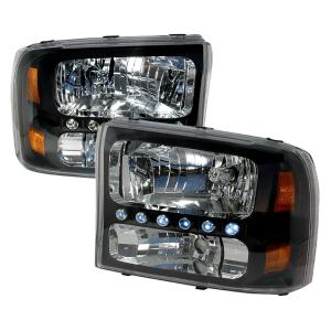 99-04 FORD F250 CRYSTAL HOUSING HEADLIGHTS BLACK Spec D Crystal Euro Headlights (Black)