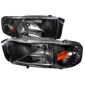 94-01 DODGE RAM CRYSTAL HOUSING HEADLIGHT BLACK Spec D Euro Headlights (Black)