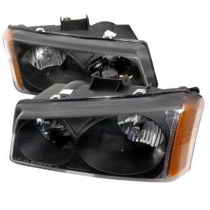 03-06 Chevrolet AVALANCHE CRYSTAL HOUSING HEADLIGHTS BLACK- DOES NOT FIT Model WITH BODY CLADDING KIT, 03-06 Chevrolet SILVERADO CRYSTAL HOUSING HEADLIGHTS BLACK Spec D Crystal Euro Headlights (Black)