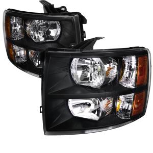 07-12 Chevrolet SILVERADO CRYSTAL HOUSING HEADLIGHTS BLACK Spec D Crystal Euro Headlights (Black)