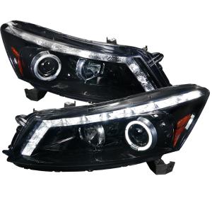 08-11 HONDA ACCORD SMOKED LENS GLOSS BLACK HOUSING PROJECTOR HEADLIGHTS SEDAN Model Spec D Projector Headlights (Glossed Black/Smoke)