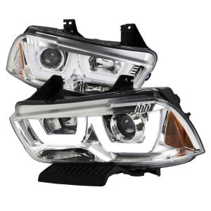 11-14 DODGE CHARGER PROJECTOR HEADLIGHTS CHROME HOUSING WITH LED Spec D Projector Headlights - Dual-U Halo LED, Chrome Color