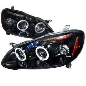 03-08 TOYOTA COROLLA HALO PROJECTOR HEADLIGHT GLOSS BLACK HOUSING SMOKE LENS Spec D Halo Projector Headlights (Glossed Black/Smoke)