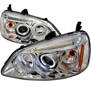 01-03 HONDA CIVIC HALO LED PROJECTOR CHROME Spec D LED Halo Projector Headlights (Chrome)