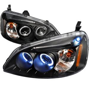 01-03 HONDA CIVIC HALO LED PROJECTOR BLACK Spec D LED Halo Projector Headlights (Black)