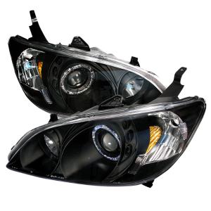 04-05 HONDA CIVIC HALO PROJECTOR HEADLIGHTS BLACK Spec D Halo Projector Headlights (Black)