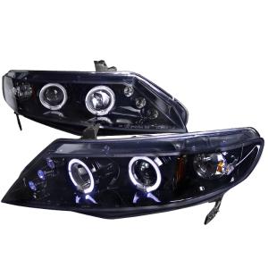 06-10 HONDA CIVIC SMOKED LENS GLOSS BLACK HOUSING PROJECTOR HEADLIGHTS Spec D Projector Headlights (Glossed Black/Smoke)