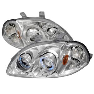 96-98 HONDA CIVIC HALO PROJECTOR HEADLIGHTS CHROME Spec D Halo Projector Headlights (Chrome)