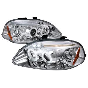 96-98 HONDA CIVIC HALO LED PROJECTOR CHROME Spec D LED Halo Projector Headlights (Chrome)