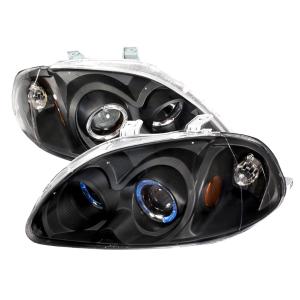 96-98 HONDA CIVIC HALO PROJECTOR HEADLIGHTS BLACK Spec D Halo Projector Headlights (Black)