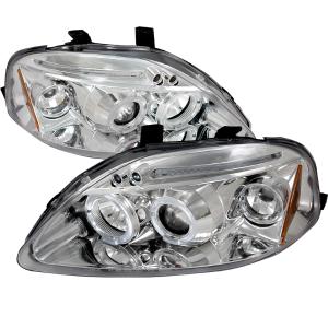 99-00 HONDA CIVIC HALO LED PROJECTOR CHROME Spec D LED Halo Projector Headlights (Chrome)