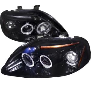 99-00 HONDA CIVIC SMOKED LENS GLOSS BLACK HOUSING PROJECTOR HEADLIGHTS Spec D Projector Headlights (Glossed Black/Smoke)