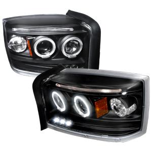 05-07 DODGE DAKOTA HALO LED PROJECTOR BLACK Spec D LED Halo Projector Headlights (Black)