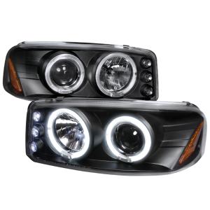 00-06 GMC DENALI HALO LED PROJECTOR BLACK Spec D LED Halo Projector Headlights (Black)