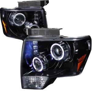 09-11 FORD F150 HALO PROJECTOR HEADLIGHT GLOSS BLACK HOUSING SMOKE LENS Spec D Halo Projector Headlights (Glossed Black/Smoke)