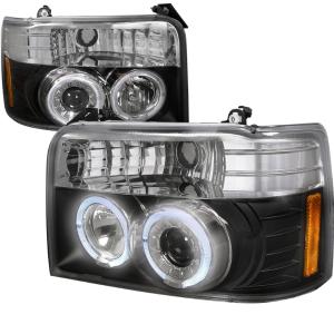 92-96 FORD F150 PROJECTOR HEADLIGHTS BLACK HOUSING Spec D Projector Headlights 