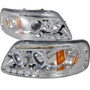 97-02 FORD EXPEDITION HALO LED PROJECTOR CHROME, 97-03 FORD F150 HALO LED PROJECTOR CHROME Spec D LED Halo Projector Headlights (Chrome)