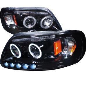 97-03 FORD F150 HALO PROJECTOR HEADLIGHT GLOSS BLACK HOUSING SMOKE LENS Spec D Halo Projector Headlights (Glossed Black/Smoke)