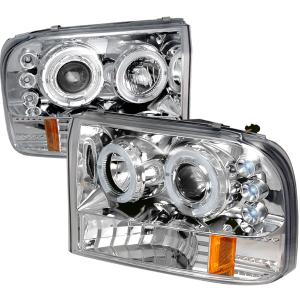 99-04 FORD F250 HALO LED PROJECTOR CHROME Spec D LED Halo Projector Headlights (Chrome)