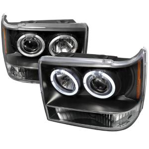 93-98 JEEP GRAND CHEROKEE HALO LED PROJECTOR BLACK Spec D LED Halo Projector Headlights (Black)