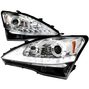 06-09 LEXUS IS250 LED PROJECTOR HEADLIGHT CHROME HOUSING Spec D Projector Headlights - LED DRL, Chrome Color