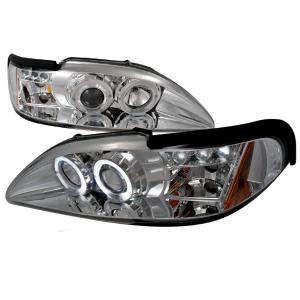 94-98 FORD MUSTANG HALO LED PROJECTOR CHROME Spec D LED Halo Projector Headlights (Chrome)