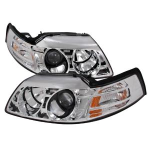 99-04 FORD MUSTANG HALO PROJECTOR HEADLIGHTS CHROME Spec D Halo Projector Headlights (Chrome)