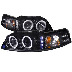 99-04 FORD MUSTANG SMOKED LENS GLOSS BLACK HOUSING PROJECTOR HEADLIGHTS Spec D Projector Headlights (Glossed Black/Smoke)